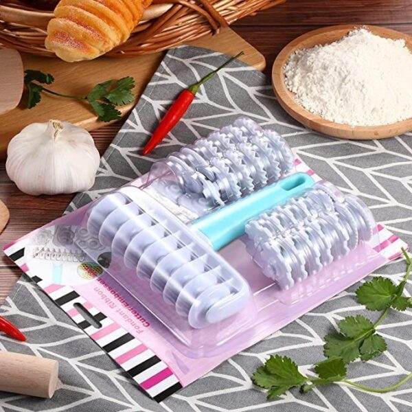 Fondan Ribbon Cutter Wheel with 4 Different Roller Patterns with 9pcs per Pattern Lattice Cutter, Noodle Dough Cutter, Pastry Tool Cutter (Size: 23x19x5cm) - Image 6